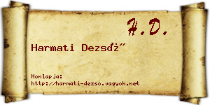 Harmati Dezső névjegykártya